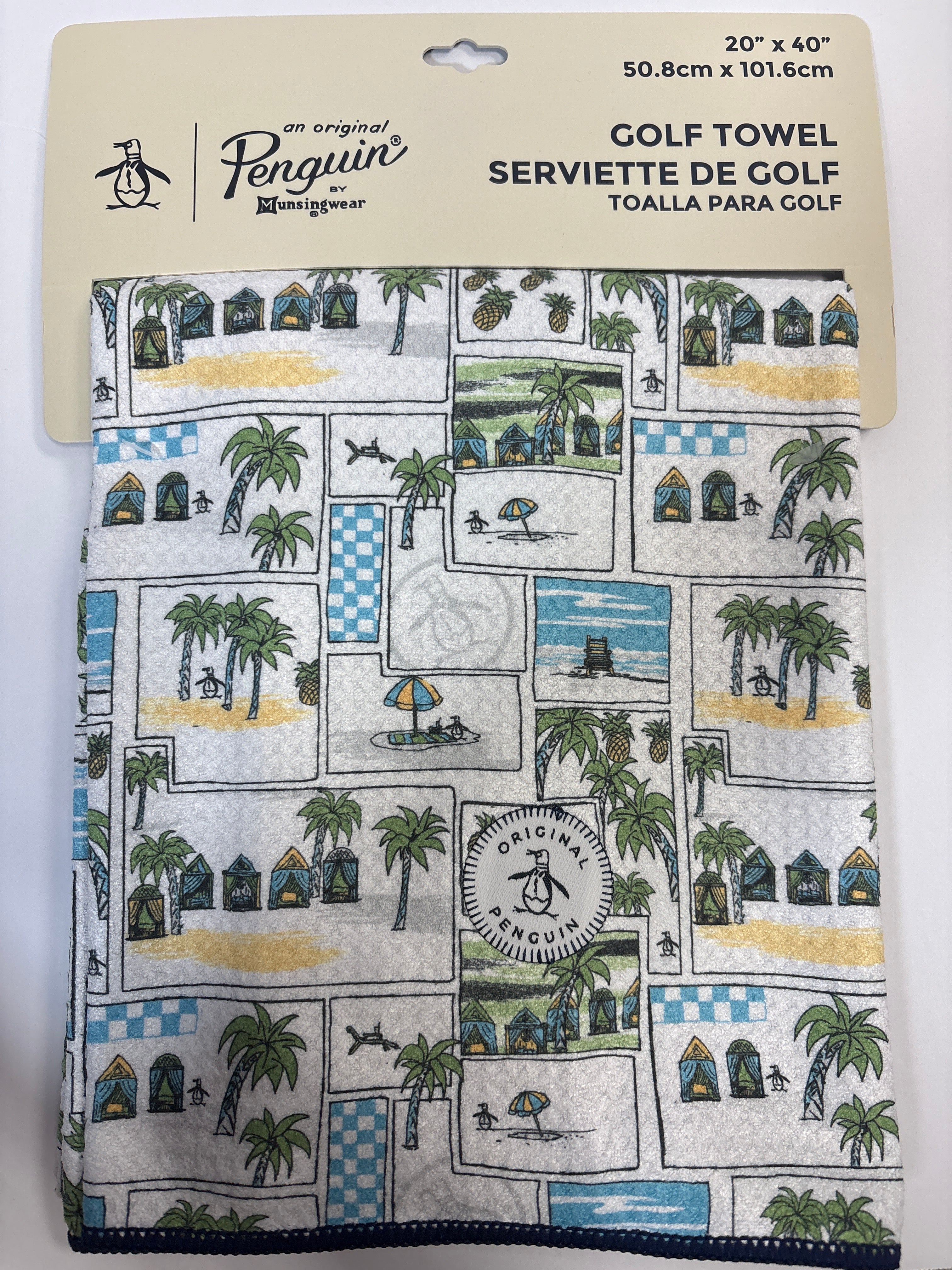 Original Penguin Printed Golf Towel – Bright White