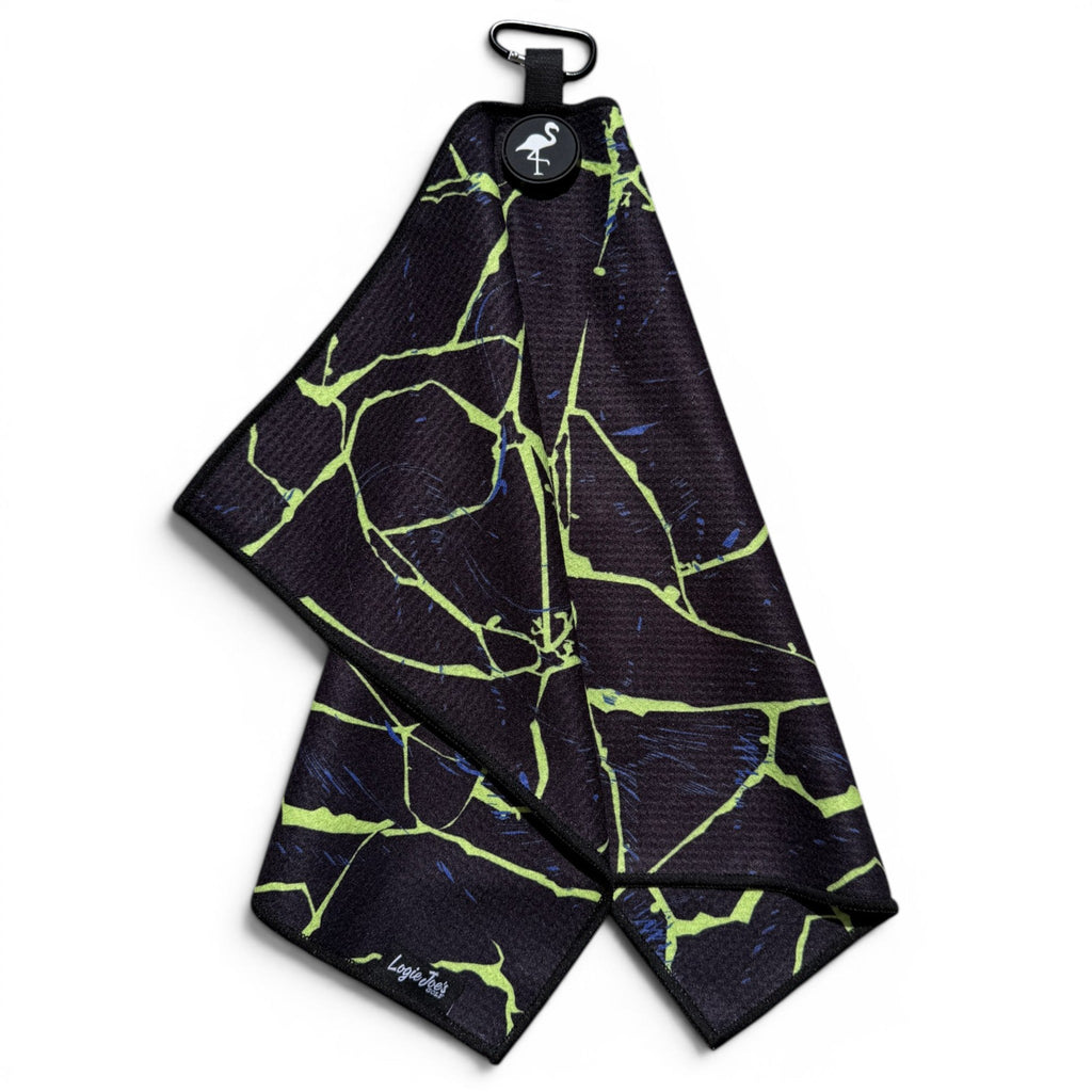 Lightning Strike Golf Towel | 24” x 16” Microfiber Towel | Magnetic Clip & Carabiner | Premium Golf Accessory