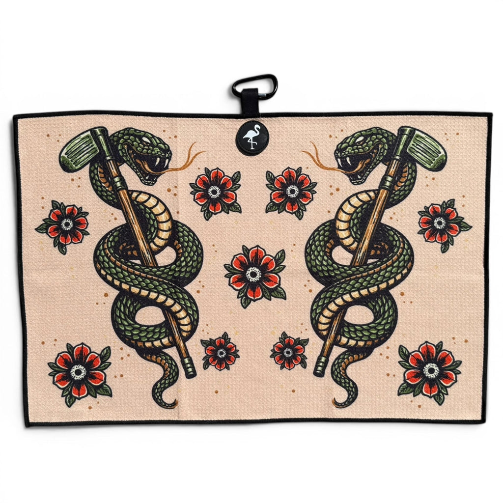 Desert Serpent Golf Towel | 24” x 16” Microfiber Towel | Magnetic Clip & Carabiner | Premium Golf Accessory