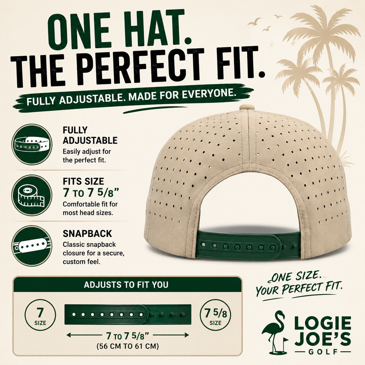 Logie Joe’s "Classic" Golf Hat | Snapback Cap | Built-in Magnetic Ball Marker Holder + Marker Included | Adjustable Script Logo